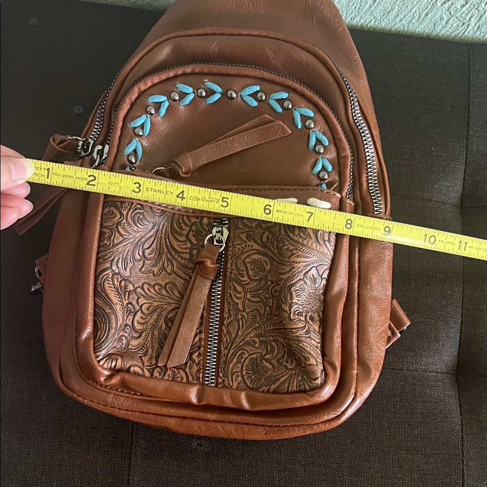 #1347=Brown Embossed Women's Backpack - Picture 4 of 7